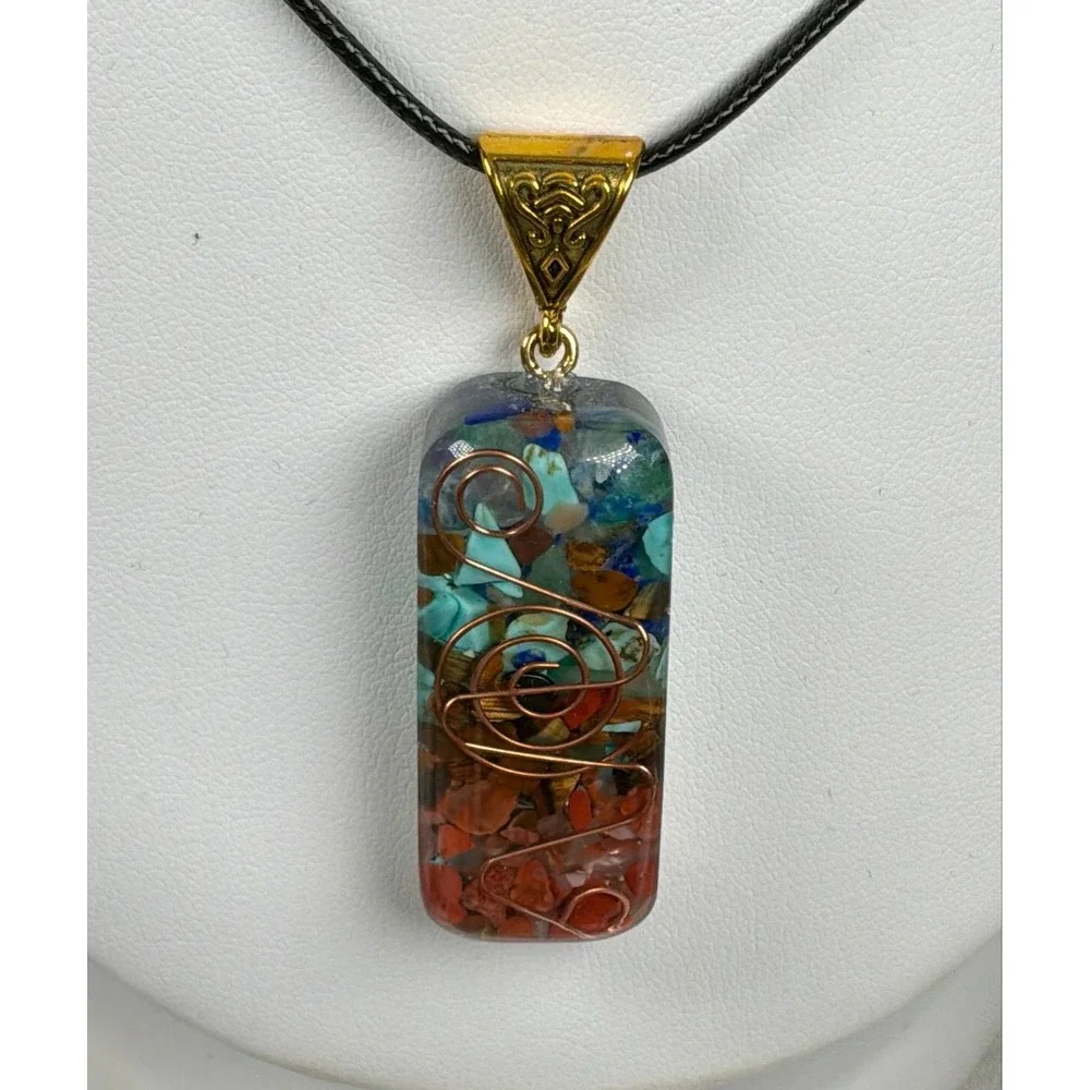 🔮✨ Orgonite Crystal Chip Pendant Necklace | Copper Spiral‎ | Gift Ready